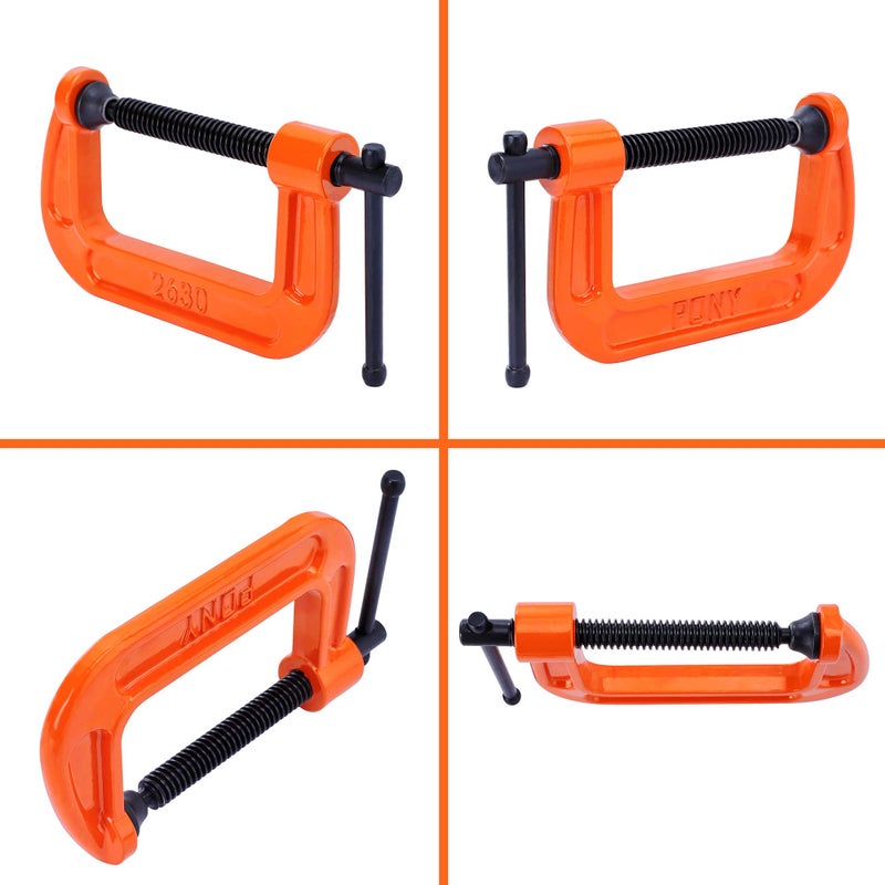 PONY Malleable Iron C-Clamp Set, 3-Piece, (1", 2", 3") - Image 3